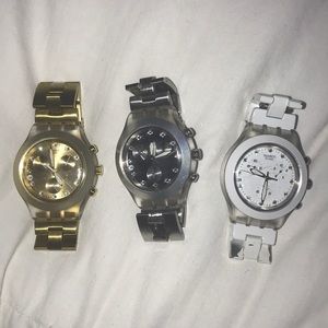 White / silver / gold SWATCH watches